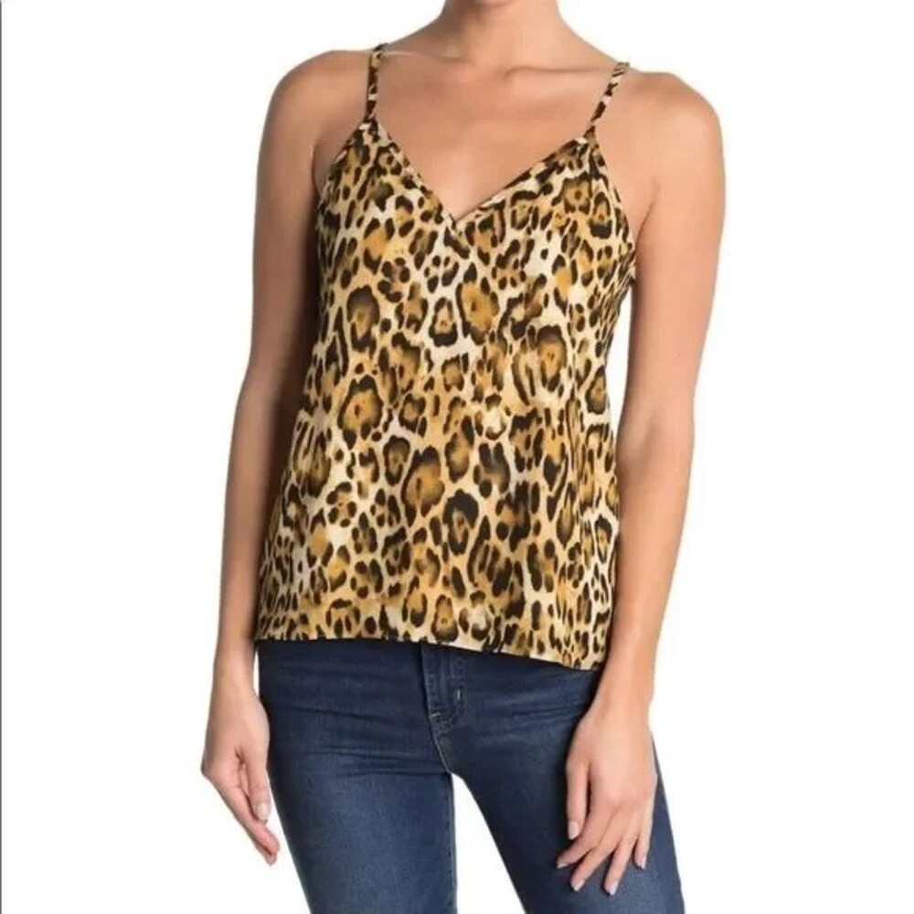 Abound Printed Camisole Tank Top XXS Spaghetti Strap Lined Tan Leopard NWT B38